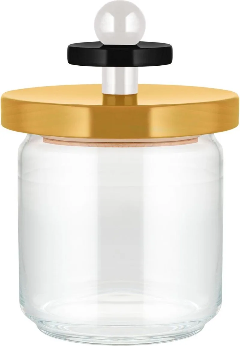 Voorraadpot Twergi - ES16/75 1 - ø 12 cm / 750 ml - door Ettore Sotsass by Alessi in Geel – product photo