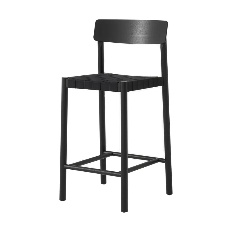 Betty TK12 Counter Chair Barstuhl 65 cm Schwarzes leinen-schwarz lackierte esche von &Tradition – Produktfoto