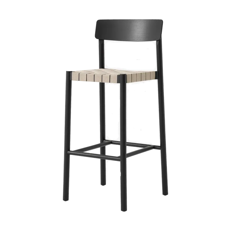 Betty TK15 Bar Chair Barstuhl 75 cm Schwarz lackierte esche-naturfarbenes leinen de &Tradition – photo du produit