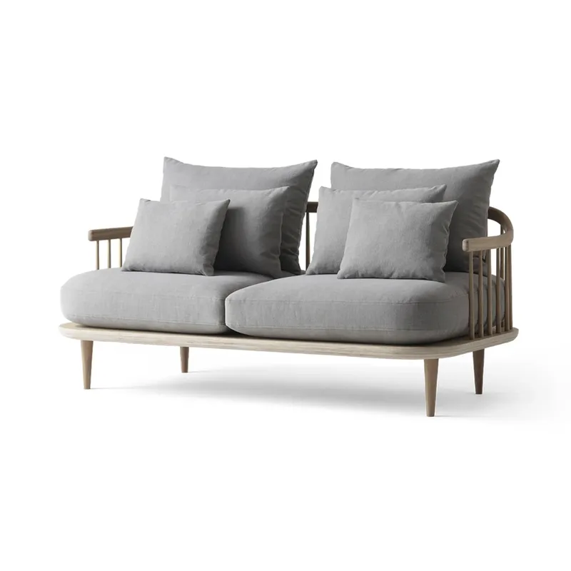 Fly SC2 Sofa Stoff hot madison 094 hellgrau, Eiche weiß geölt von &Tradition – Produktfoto