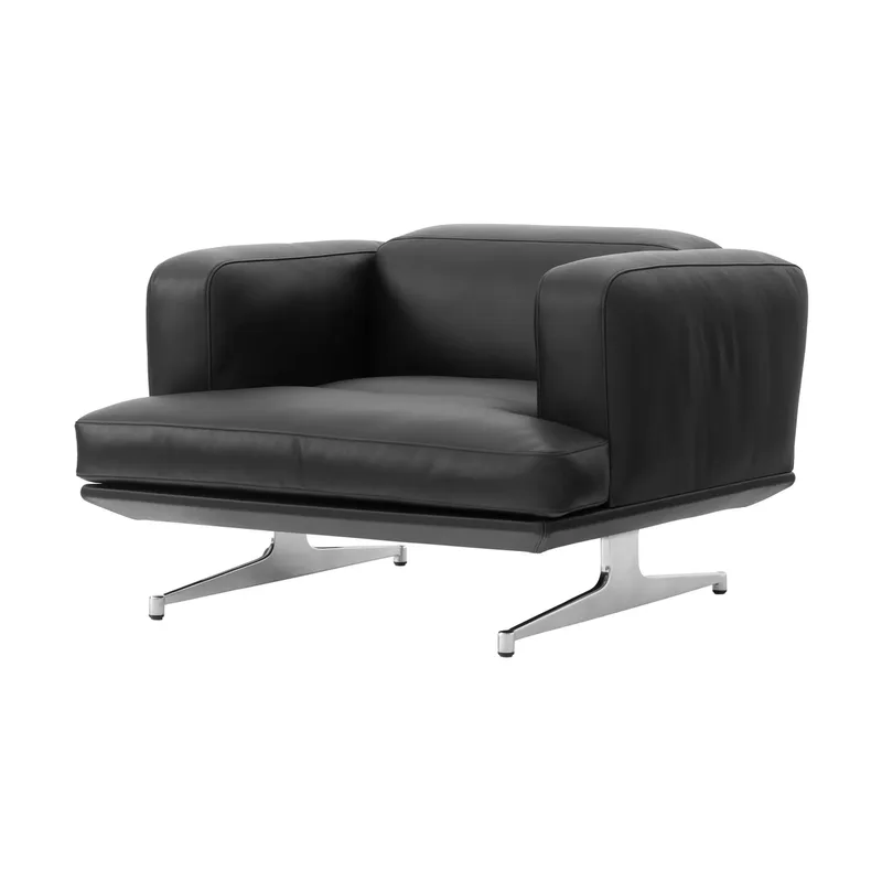 Inland AV21 Sessel Noble Leder schwarz-polished alu by &Tradition – product photo