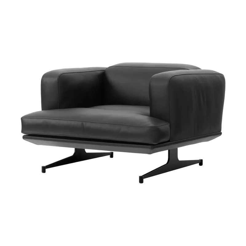 Inland AV21 Sessel Noble Leder schwarz-warm black från &Tradition – produktbild