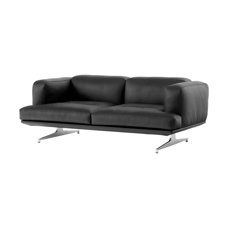 Inland AV22 Sofa 2-Sitzer Noble Leder schwarz-polished alu van &Tradition – productfoto