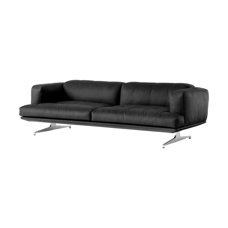 Inland AV23 3-Sitzer Sofa Noble Leder schwarz-polished alu van &Tradition – productfoto