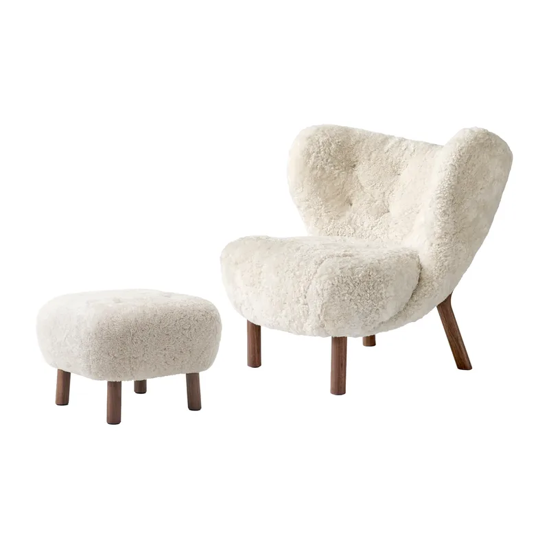 Little Petra VB1 Fauteuil inkl. Fußhocker ATD1 Walnussholz geölt- Moonlight von &Tradition – Produktfoto