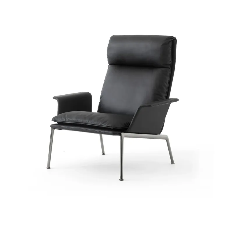 Muno LN17 High back Lounge-Sessel Dark chrome-Black by &Tradition – product photo
