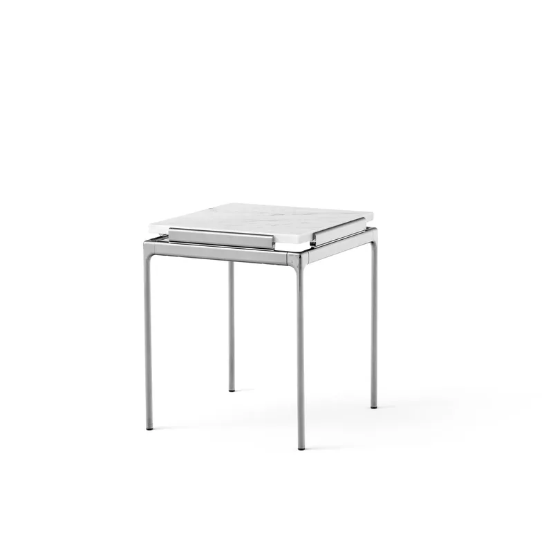 Sett LN11 Beistelltisch Bianco carrara-dark chrome von &Tradition – Produktfoto