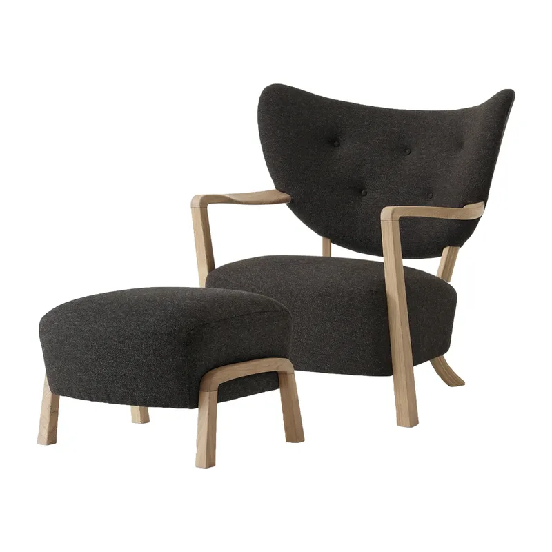 Wulff Lounge Chair ATD2 Fauteuil inkl. Fußhocker ATD3 Eiche geölt-Hallingdal 376 by &Tradition – product photo