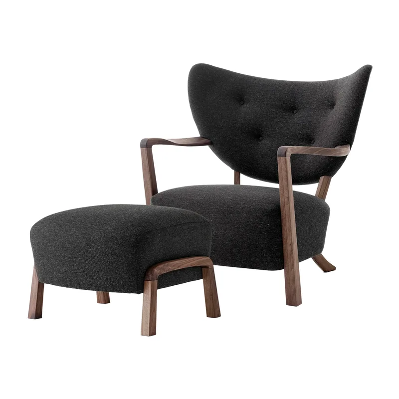 Wulff Lounge Chair ATD2 Fauteuil inkl. Fußhocker ATD3 Walnussholz geölt-Hallingdal by &Tradition – product photo