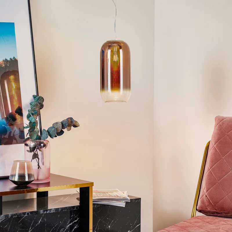 Gople Mini Hanglamp Copper/Black - Artemide - Woonkamer - Designer - Glas - 1 lamp von Artemide – Produktfoto