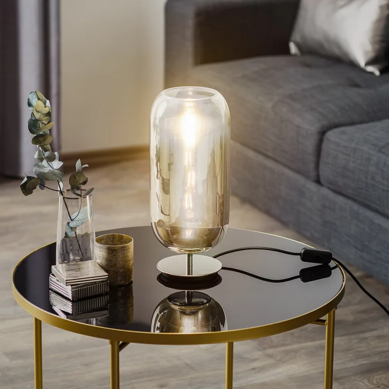 Gople Mini Tafellamp Silver - Artemide - Woonkamer - Designer - Glas - Met lampenkap von Artemide – Produktfoto