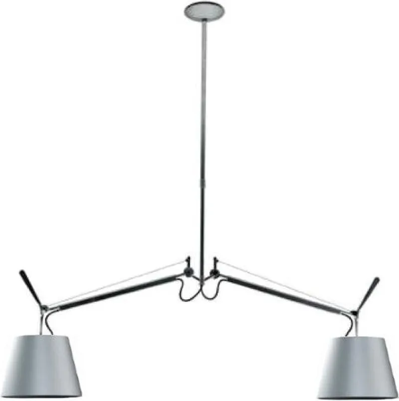 Tolomeo Due Bracci hanglamp Ø 32 cm satijngrijs by Artemide in Satijn – product photo