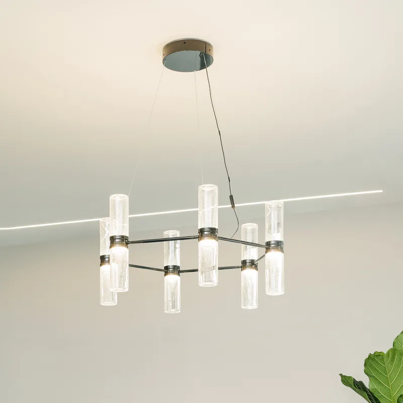 Zephyr Exagonal LED hanglamp, Ø 77 cm, zwart - Artemide - Woonkamer - Designer - Aluminium - Meerdere lampen van Artemide – productfoto