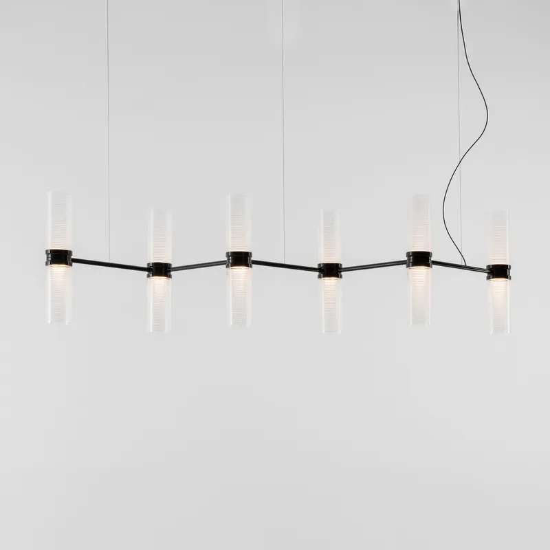 Zephyr Linear App LED-hanglamp, zwart Lengte 160 cm - Artemide - Woonkamer - Designer - Aluminium - Meerdere lampen van Artemide – productfoto
