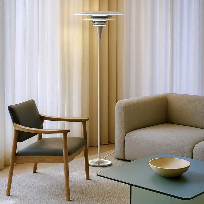 Diablo vloerlamp, hoogte 149 cm, greige, metaal, E27 van Belid – productfoto