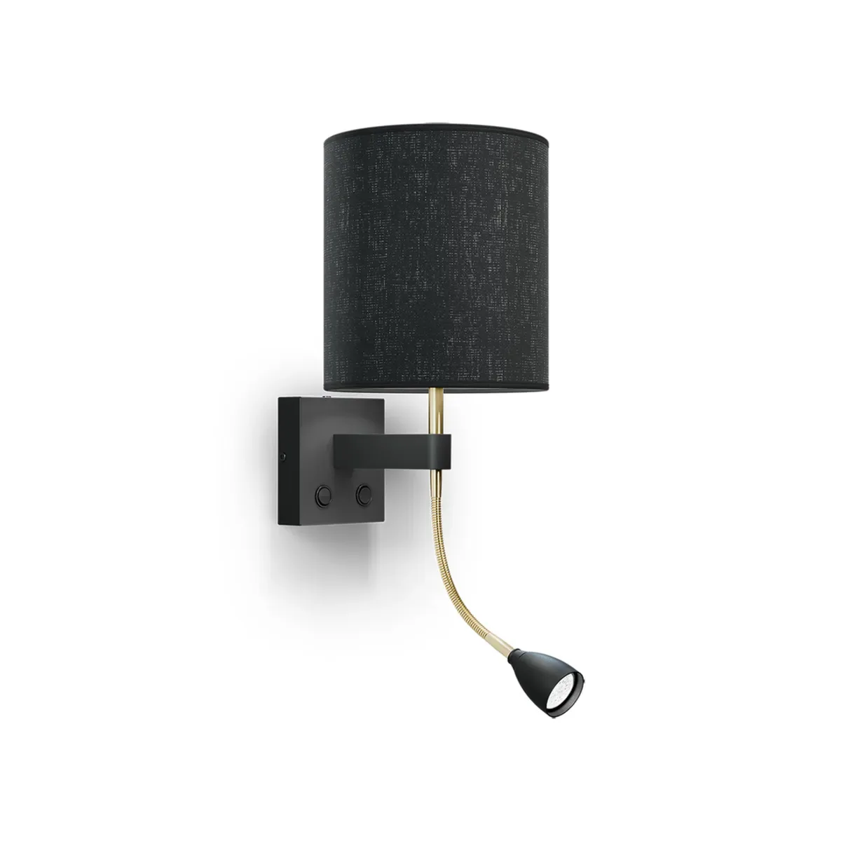 Dual Wandleuchte E27+MR11 Metall strukturschwarz/Messing van Belid – productfoto