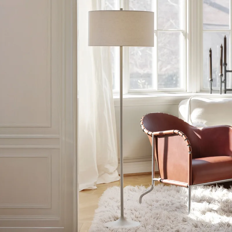 Soft vloerlamp, wit/zandkleurig, hoogte 149,5 cm, linnen van Belid – productfoto