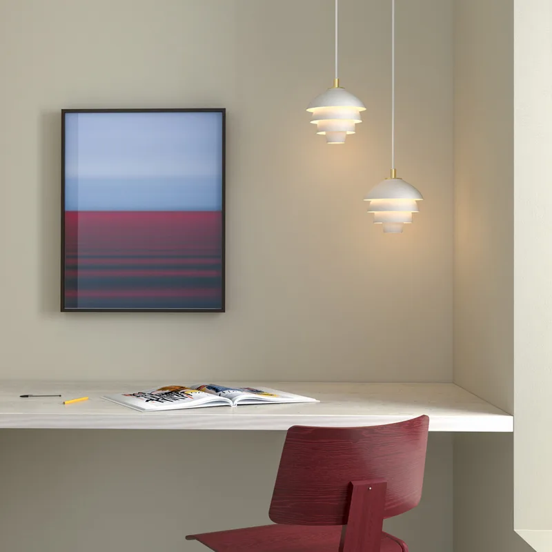 Valencia hanglamp, Ø 18 cm, wit/messing, G9 by Belid – product photo