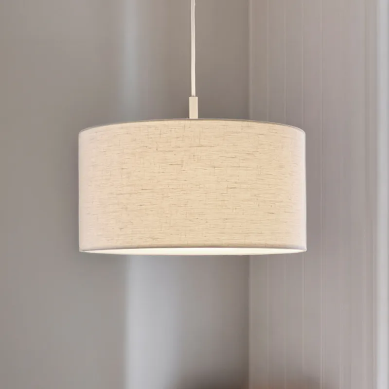 Zachte hanglamp, Ø 44 cm, wit/zandkleurig, linnen van Belid – productfoto