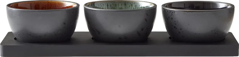 Cabaret set 32 x 11 cm Dia. 10 x 6 cm 4 stuks donkerblauw/groen/amber by Bitz in Black ass. – product photo