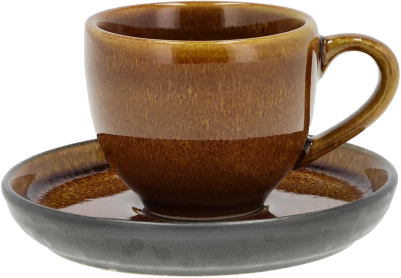 Espresso met Schaaltje Dia 5,5 x 5 cm 7 cl Amber/Zwart fra Bitz i Amber, Sort – produktbillede