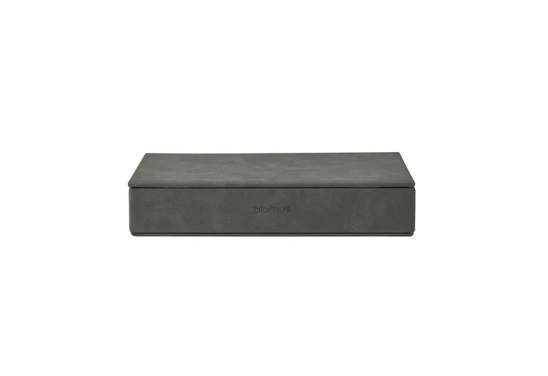 Aufbewahrungsbox Schmuckaufbewahrung -SAHLA- Schmuckbox, Schatulle, Kiste für Schmuck (1 St., 1x), Funktionales Design, klare Linien, Wildlederoptik, Organizer van Blomus in Grau – productfoto