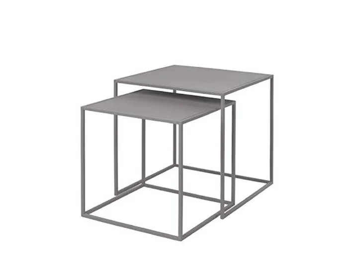 blomus 2er Set Beistelltische FERA, Mourning Dove, 40L x 40B x 40H cm, 35L x 35B x 35H cm, Sofatisch Grau, Kaffeetisch aus Stahl von Blomus – Produktfoto