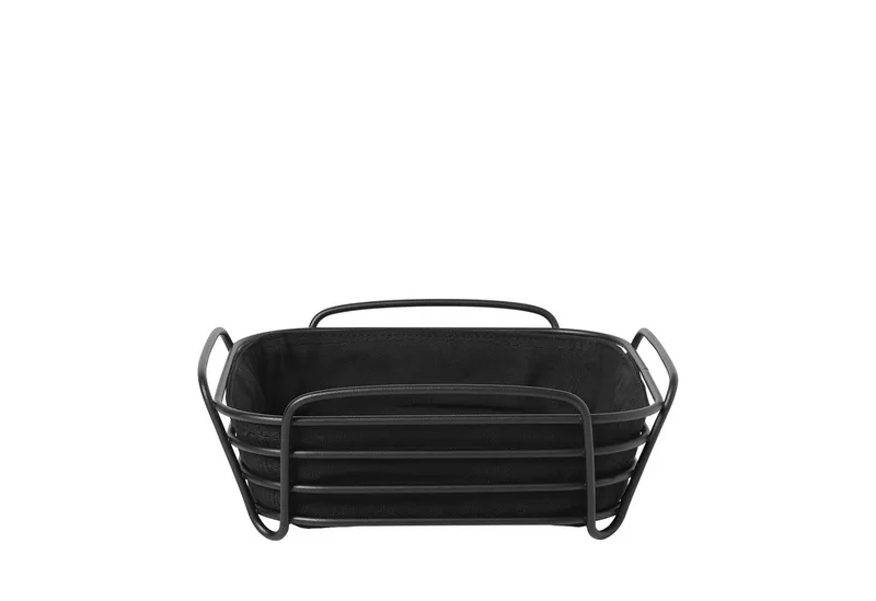 Brotkorb -DELARA- Vielseitiger Brotkorb: Modernes Design, Pulverbeschichteter Stahl, 100% Baumwolle, Hygienisch, Langlebig, Zeitlos van Blomus in Schwarz – productfoto