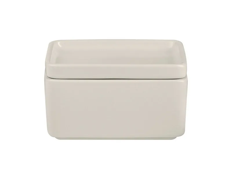 Butterdose -PILAR- Aufbewahrungsbox für Butter, Steingut, Spülmaschinengeeignet, Mikrowellengeeignet von Blomus in Beige – Produktfoto