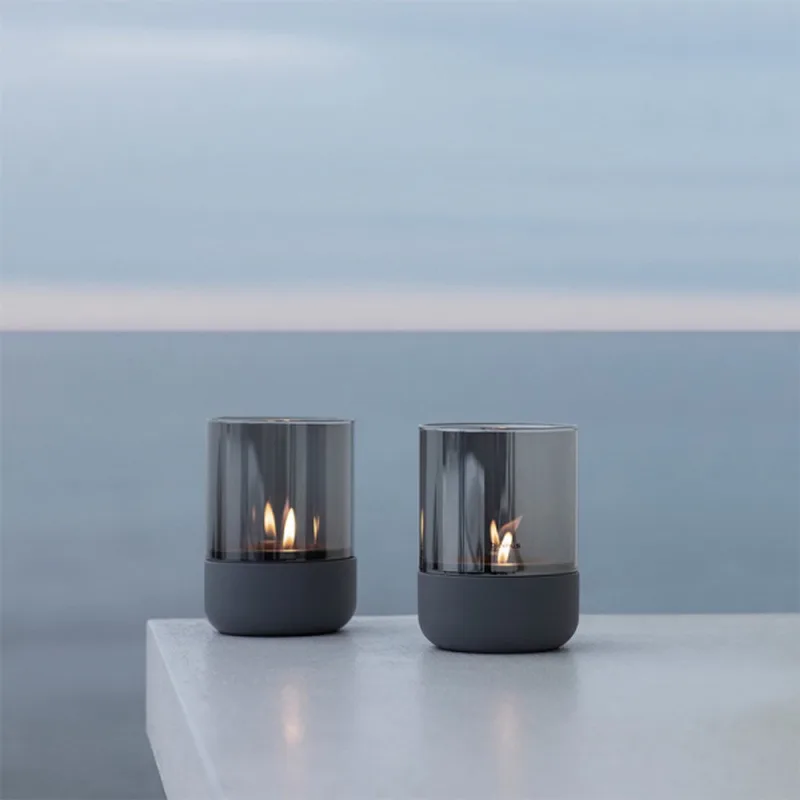 CALMA Windlicht - H 9 cm, Ø 7 cm (XS) - Set van 2 by Blomus in Steel Gray – product photo