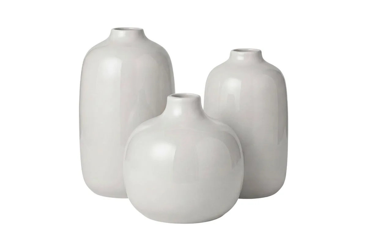Dekovase 3er Set -CEOLA- Blumenvase, Keramikvase: modernes Design (Set, 3 St., 3x Vase), widerstandsfähiges Keramik, Unikat, natürliches Design von Blomus in Beige – Produktfoto