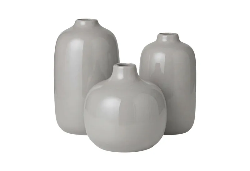 Dekovase 3er Set -CEOLA- Blumenvase, Keramikvase: modernes Design (Set, 3 St., 3x Vase), widerstandsfähiges Keramik, Unikat, natürliches Design by Blomus in Grey – product photo 1 of 2