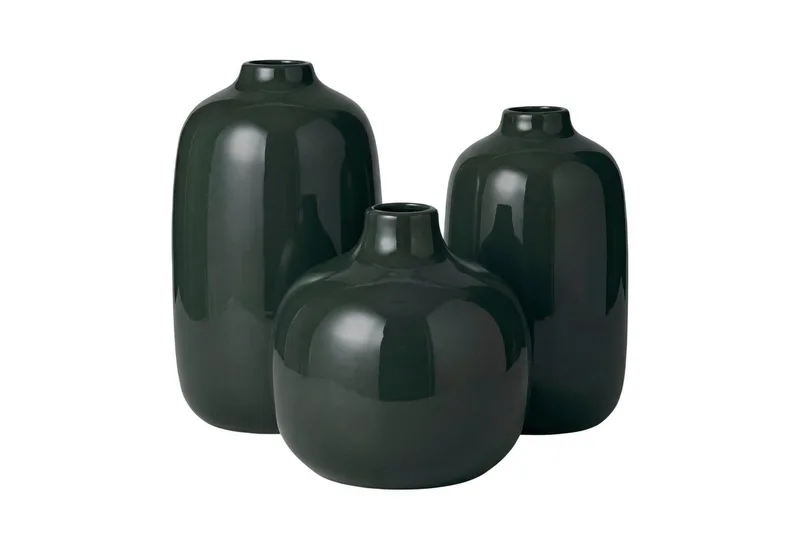 Dekovase 3er Set -CEOLA- Blumenvase, Keramikvase: modernes Design (Set, 3 St., 3x Vase), widerstandsfähiges Keramik, Unikat, natürliches Design by Blomus in Grey – product photo