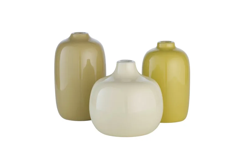 Dekovase 3er Set -CEOLA- Blumenvase, Keramikvase: modernes Design (Set, 3 St., 3x Vase), widerstandsfähiges Keramik, Unikat, natürliches Design by Blomus in Gelb – product photo