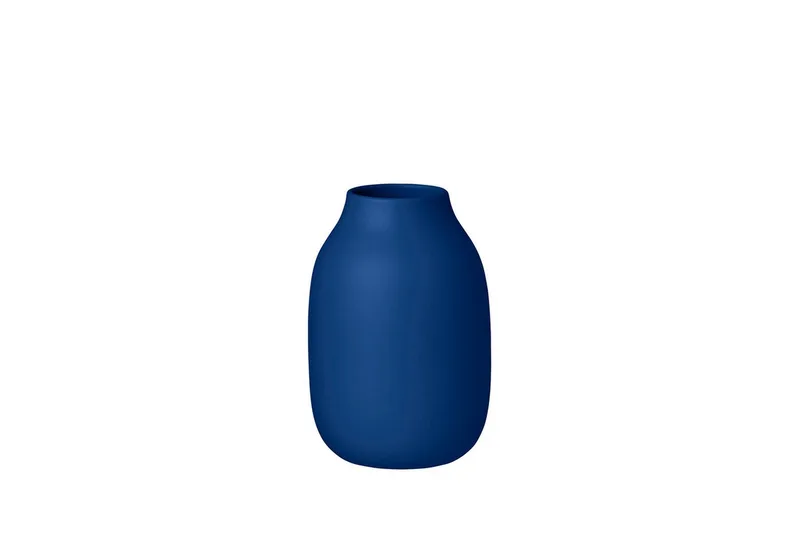 Dekovase -COLORA- Vase: Handgefertigte Eleganz mit matter Oberfläche, Handgefertigt, Keramik & Porzellan, Matt, Schutznoppen, Zeitloses Design by Blomus in Blau – product photo