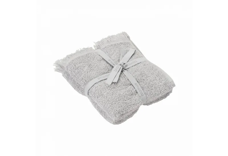 Gästehandtücher -FRINO- 2er Set Luxuriöse Gästehandtücher mit Fransen-Design, (Set, 2-St), Luxuriös, Baumwolle, Fransen-Design, Pflegeleicht, 60 °C waschbar by Blomus in Grey – product photo 1 of 2