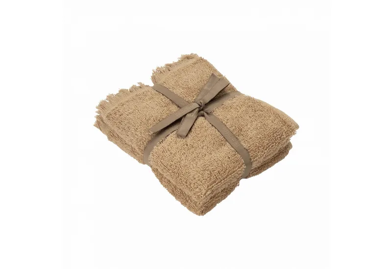 Gästehandtücher -FRINO- 2er Set Luxuriöse Gästehandtücher mit Fransen-Design, (Set, 2-St), Luxuriös, Baumwolle, Fransen-Design, Pflegeleicht, 60 °C waschbar by Blomus in Braun – product photo