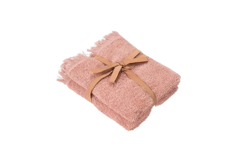 Gästehandtücher -FRINO- 2er Set Luxuriöse Gästehandtücher mit Fransen-Design, (Set, 2-St), Luxuriös, Baumwolle, Fransen-Design, Pflegeleicht, 60 °C waschbar by Blomus in Rosa – product photo