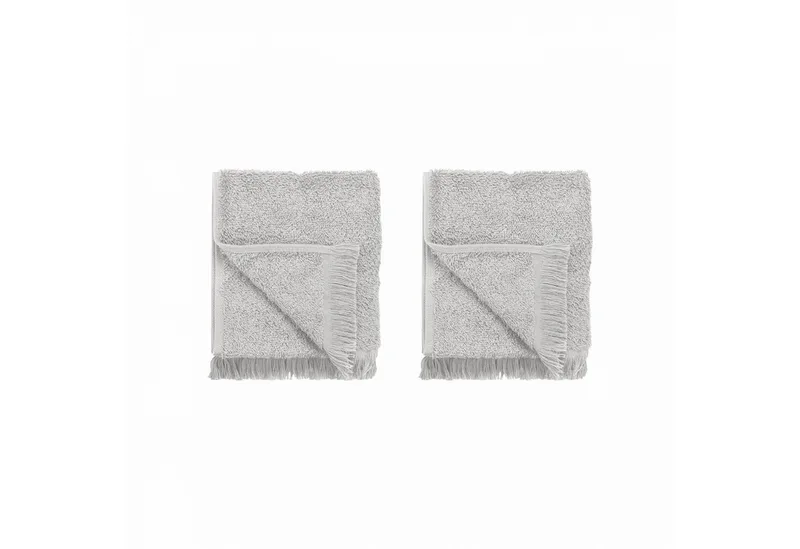 Gästehandtücher -FRINO- 2er Set Luxuriöse Gästehandtücher mit Fransen-Design, (Set, 2-St), Luxuriös, Baumwolle, Fransen-Design, Pflegeleicht, 60 °C waschbar by Blomus in Grey – product photo 2 of 2