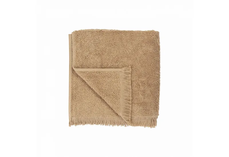 Handtücher -FRINO- Luxuriöse Hand- & Badetücher mit Fransen-Design, Bio-Baumwolle, Luxuriös, Baumwolle, Fransen-Design, Pflegeleicht, 60 °C waschbar van Blomus in Braun – productfoto