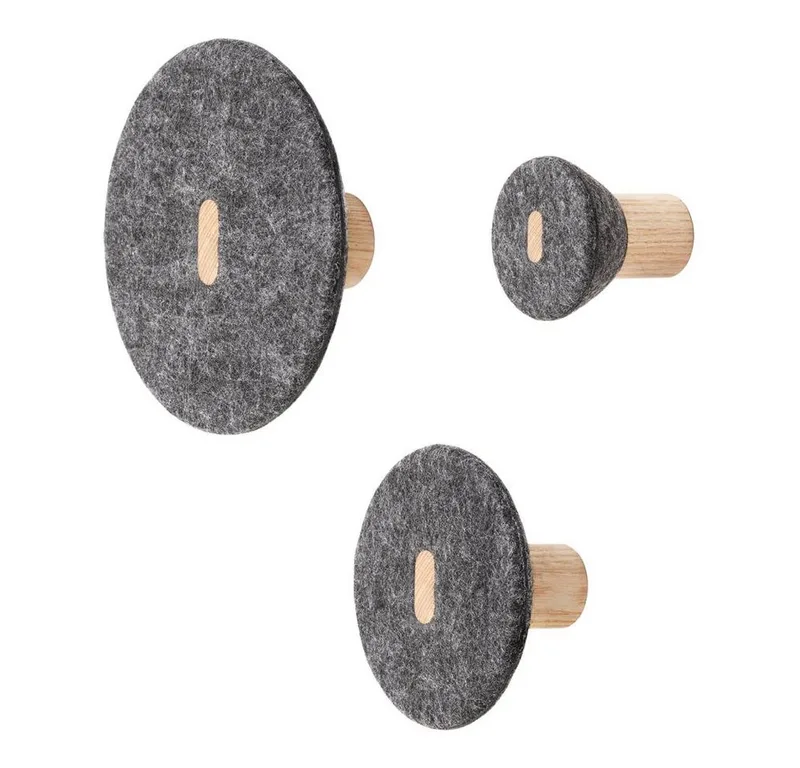 Handtuchhaken Set 3 Wandhaken PELA Aufhänger Filzhaken Filz, Türen by Blomus in Braun, grau – product photo