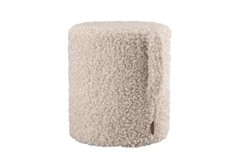 Hocker -TEDDY- Sitzhocker, Kuschelhocker, Wohnzimmerhocker modern (1 Hocker), Flauschig weicher Bezug, Mit Trageschlaufe, zertifiziert von Blomus in Beige – Produktfoto