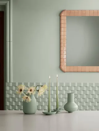 Kerzenhalter -VELA- Design-Kerzenhalter: Elegantes Steingut mit matter Glasur, Elegant, Steingut, Matt Glasur, Adventskranz, Größenauswahl, Formauswahl by Blomus in Green – product photo 3 of 4