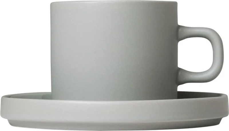 Mio set/2 koffiekop + schotel mirage grey van Blomus in GRIJS – productfoto