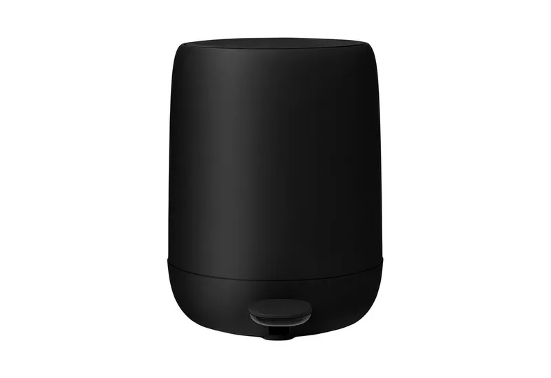 Mülleimer -SONO- Designer Treteimer: Eleganz mit praktischen Funktionen, Soft-Close, Matte Oberfläche, 3 oder 5 Liter, Hygienisch, Designstark von Blomus in Schwarz – Produktfoto