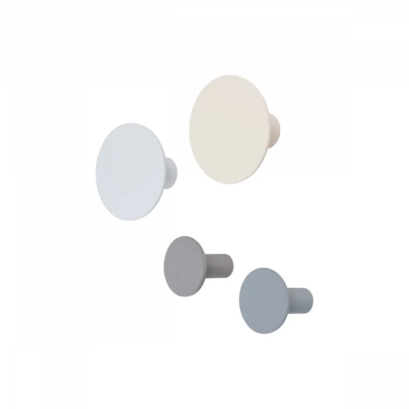 Ponto wandhaken set van 4: warm grey, tradewinds, micra chip & moonbeam von Blomus in Meerkleurig – Produktfoto
