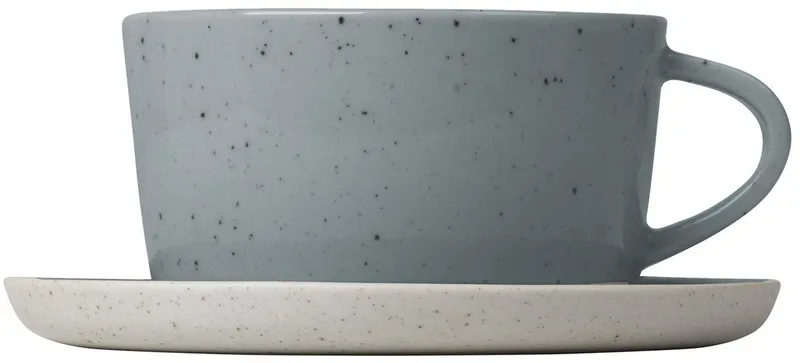 Sablo Stone Kop En Schotel | Lichtgrijs / Blauw | Stoneware by Blomus in Lichtgrijs / Blauw – product photo