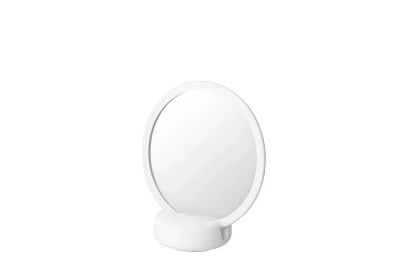 Schminkspiegel -SONO- Kosmetikspiegel, Badspiegel, 5-fach-Vergrößerung, Soft-Touch, Abnehmbare Halterung van Blomus in Weiß – productfoto