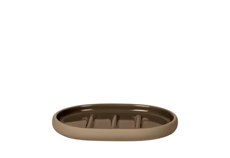 Seifenschale -SONO- Elegante Seifenschale: Minimalistisches Design, Soft-Touch, Breite: 10 cm, aus Keramik, Soft-Touch, Keramik, Pflegeleicht, Stilvolles Design, 10x13cm von Blomus in Braun – Produktfoto