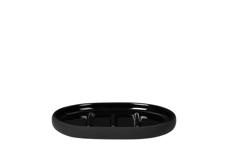 Seifenschale -SONO- Elegante Seifenschale: Minimalistisches Design, Soft-Touch, Breite: 10 cm, aus Keramik, Soft-Touch, Keramik, Pflegeleicht, Stilvolles Design, 10x13cm by Blomus in Schwarz – product photo